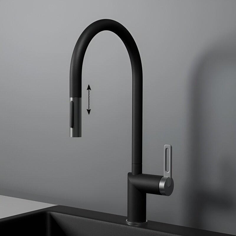 Изображение товара Смеситель для кухонной мойки Granula GR-8172 турмалин, с выдвижным изливом