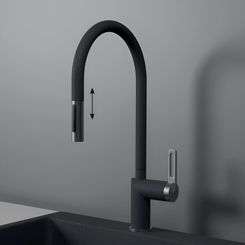 Изображение товара Смеситель для кухонной мойки Granula GR-8172 графит выдвижной излив