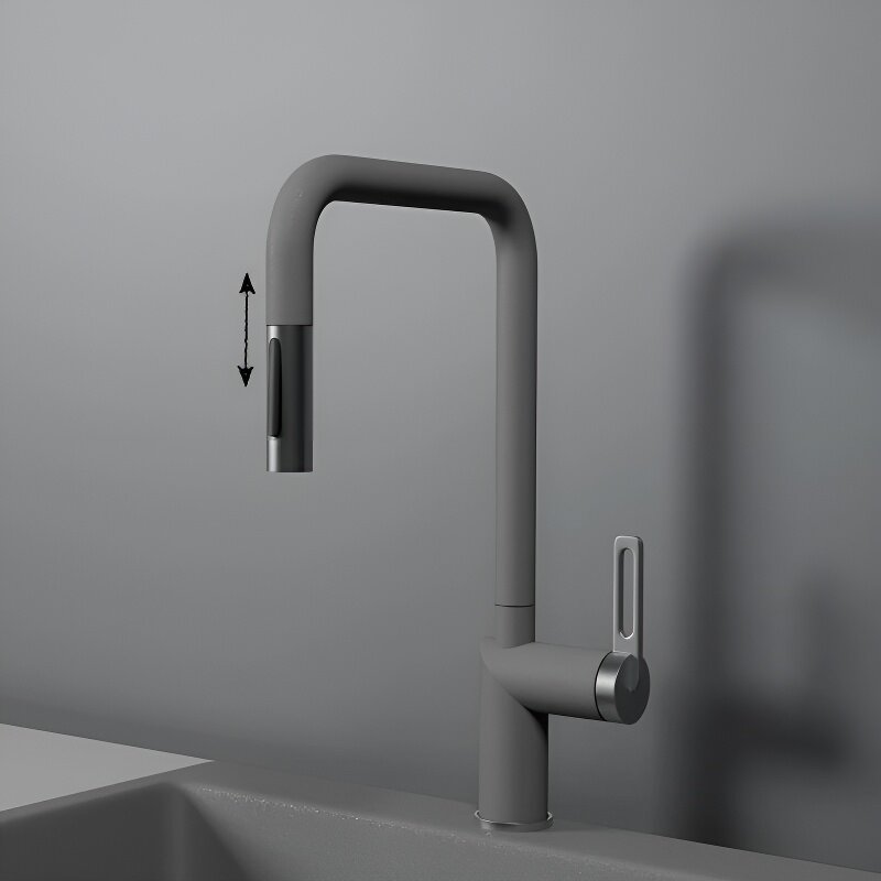 Изображение товара Смеситель для кухонной мойки Granula GR-8173 алюминиум выдвижной излив