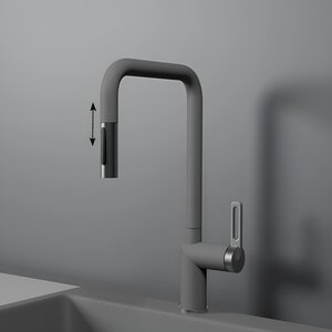 Изображение товара Смеситель для кухонной мойки Granula GR-8173 алюминиум, с выдвижным изливом