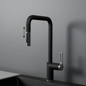 Изображение товара Смеситель для кухонной мойки Granula GR-8173 черный, с выдвижным изливом