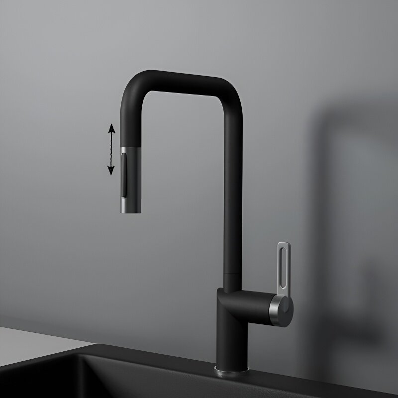 Изображение товара Смеситель для кухонной мойки Granula GR-8173 с выдвижным изливом и поворотом