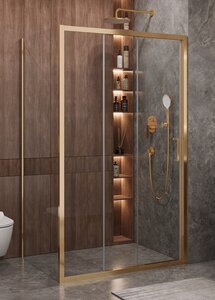 Изображение товара Душевой уголок Cezares Molveno-AHF-31-120/90-C-BORO-IV, 120 x 90 см, стекло прозрачное, профиль брашированное золото