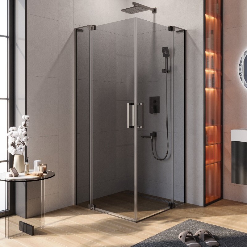 Изображение товара Душевой уголок Cezares SLIDER-A-2-80/90-GRIGIO-GM 80x80 или 90x90 см серое стекло автоматы регулиро