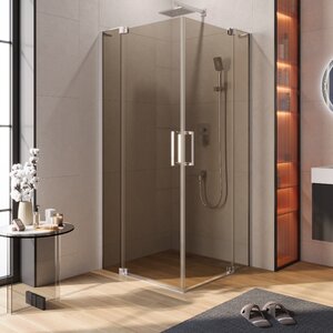 Изображение товара Душевой уголок Cezares SLIDER-A-2-90/100-BR-Cr, 90/100 х 90/100 см, стекло бронза, профиль хром