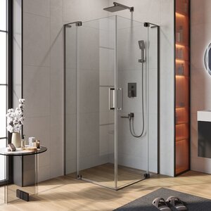 Изображение товара Душевой уголок Cezares SLIDER-A-2-90/100-C-GM, 90/100 х 90/100 см, стекло прозрачное, профиль оружейная сталь
