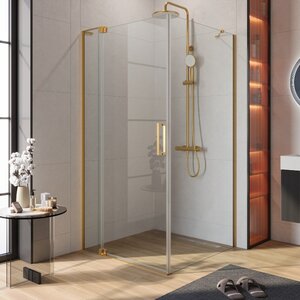 Изображение товара Душевой уголок Cezares SLIDER-AH-1-100-100/110-C-BORO, 100 х 100/110 см, стекло прозрачное, профиль брашированное золото