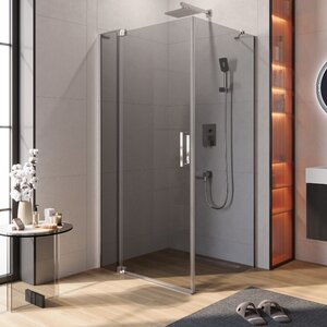 Изображение товара Душевой уголок Cezares SLIDER-AH-1-100-100/110-GRIGIO-Cr, 100 х 100/110 см, стекло серое, профиль хром
