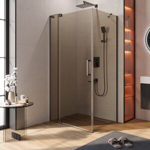 Изображение товара Душевой уголок Cezares SLIDER-AH-1-100-70/80-BR-GM, 70/80 х 100 см, стекло бронза, профиль оружейная сталь