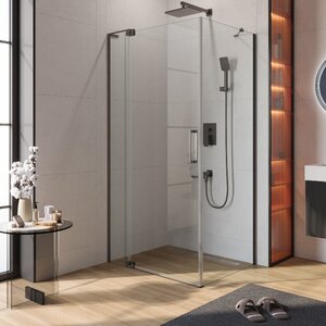 Изображение товара Душевой уголок Cezares SLIDER-AH-1-100-70/80-C-GM, 70/80 х 100 см, стекло прозрачное, профиль оружейная сталь