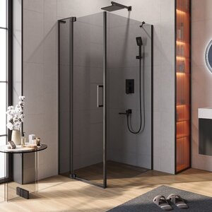 Изображение товара Душевой уголок Cezares SLIDER-AH-1-100-70/80-GRIGIO-NERO, 70/80 х 100 см, стекло серое, профиль черный матовый