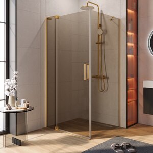 Изображение товара Душевой уголок Cezares SLIDER-AH-1-100-80/90-BR-BORO, 80/90 х 100 см, стекло бронза, профиль брашированное золото