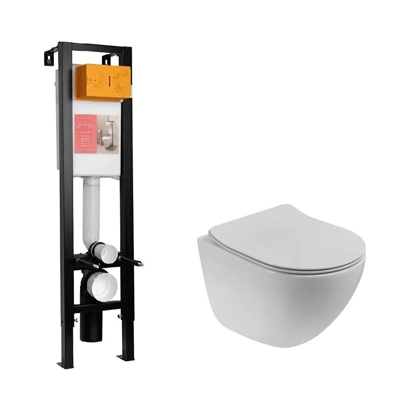 Изображение товара Инсталляция Jacob Delafon с безободковым унитазом BelBagno Amanda-Tor, подвесная, белый