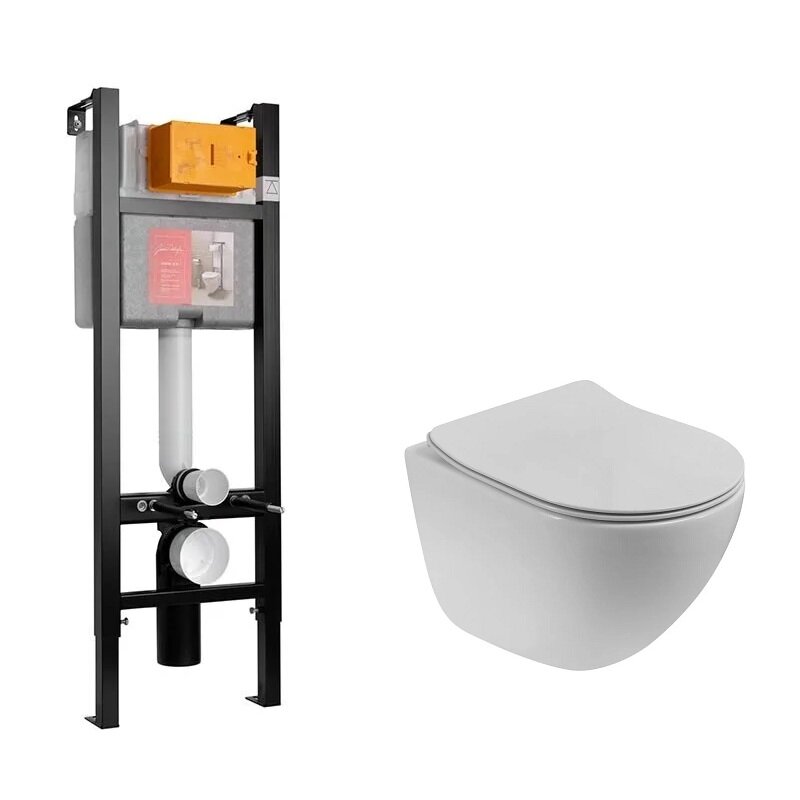 Изображение товара Инсталляция Jacob Delafon с безободковым унитазом BelBagno Amanda-Tor и сиденьем SLIM