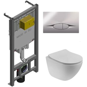 Изображение товара Инсталляция Jacob Delafon с безободковым унитазом BelBagno Amanda-Tor, сиденье ультратонкое SLIM, клавиша смыва, E21822-CP/BB051CH-TOR-FC/BB2011SC