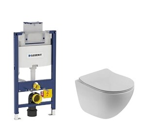 Изображение товара Инсталляция Geberit Omega с безободковым унитазом BelBagno Amanda-Tor, сиденье ультратонкое SLIM, 111.030.00.1/BB051CH-TOR-FC/BB2011SC