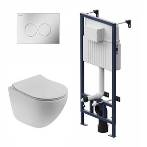 Изображение товара Инсталляция Am.Pm ProC с безободковым унитазом BelBagno Amanda-Tor, сиденье ультратонкое SLIM, клавиша смыва, I012707/BB051CH-TOR-FC/BB2011SC/I070131