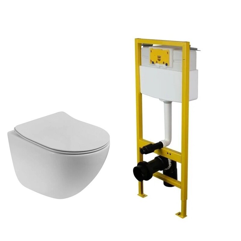 Изображение товара Инсталляция Elsen с безободковым унитазом BelBagno Amanda-Tor, сиденье ультратонкое SLIM, EIN500.1120/BB051CH-TOR-FC/BB2011SC