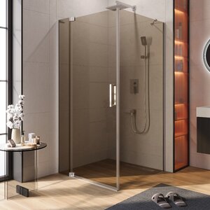 Изображение товара Душевой уголок Cezares SLIDER-AH-1-100-90/100-BR-Cr, 90/100 х 100 см, стекло бронза, профиль хром