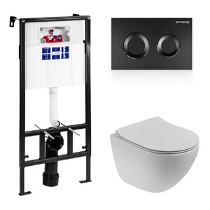 Изображение товара Инсталляция Bettoserb Sava Fix Slim с безободковым унитазом BelBagno Amanda-Tor, сиденье ультратонкое SLIM, клавиша смыва, SET40006467/BB051CH-TOR-FC/BB2011SC