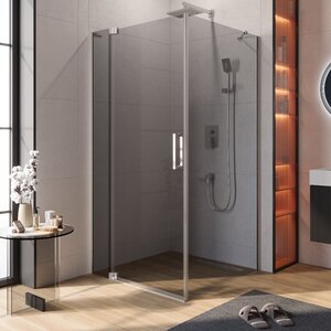 Изображение товара Душевой уголок Cezares SLIDER-AH-1-100-90/100-GRIGIO-Cr, 90/100 х 100 см, стекло серое, профиль хром