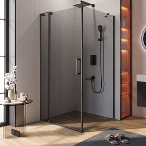 Изображение товара Душевой уголок Cezares SLIDER-AH-1-100-90/100-GRIGIO-NERO, 90/100 х 100 см, стекло серое, профиль черный матовый