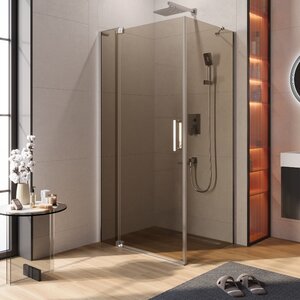 Изображение товара Душевой уголок Cezares SLIDER-AH-1-80-100/110-BR-Cr, 80 х 100/110 см, стекло бронза, профиль хром