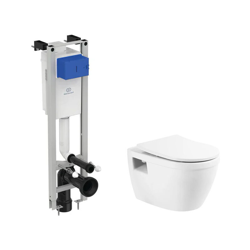 Изображение товара Инсталляция Ideal Standard с безободковым унитазом BelBagno Loto, сиденье с микролифтом, E233267/BB070CHR/SC