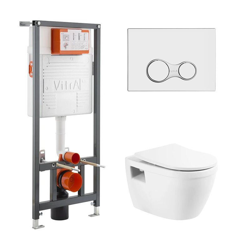 Изображение товара Инсталляция Vitra Rapid с безободковым унитазом BelBagno Loto, сиденье с микролифтом, клавиша смыва, 742-5800-01/BB070CHR/SC/740-0480