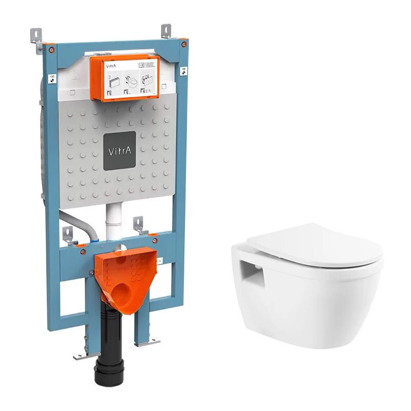 Изображение товара Инсталляция Vitra V-Fix Prime с безободковым унитазом BelBagno Loto, подвесной, белая