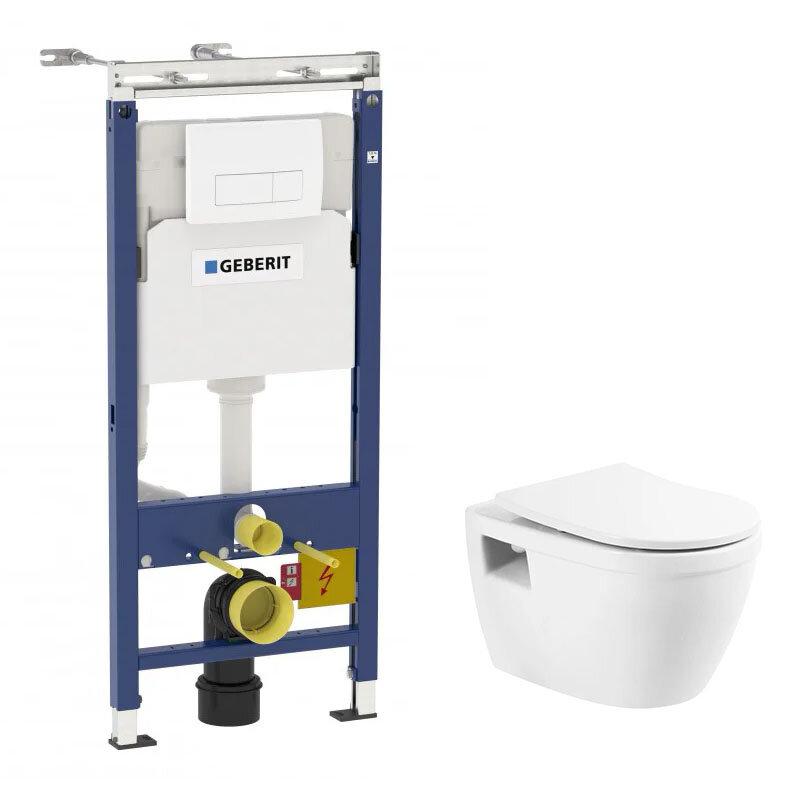 Изображение товара Инсталляция Geberit Duofix Delta с безободковым унитазом BelBagno Loto комплект 4 в 1
