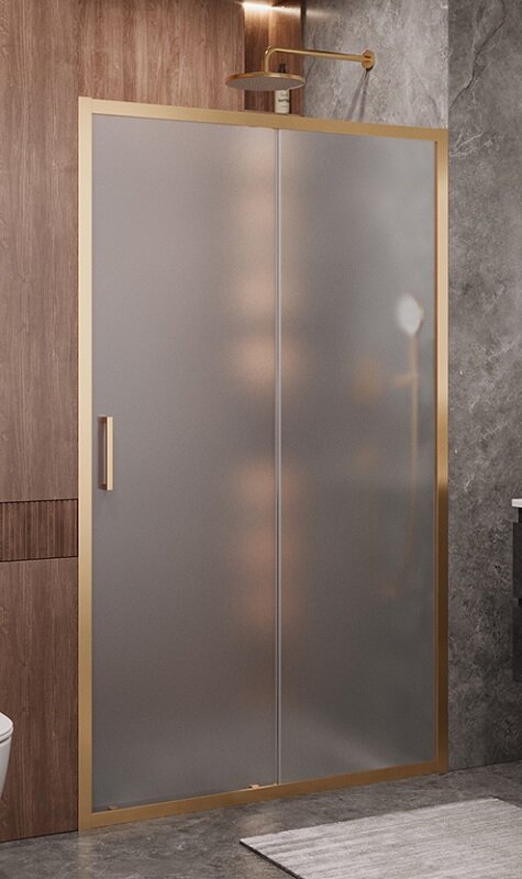 Изображение товара Душевая дверь Cezares Molveno-BF-1-120-P-BORO, 120 см, стекло рифлёное, профиль брашированное золото 