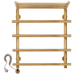 Изображение товара Полотенцесушитель электрический Secado Турин 1 4673739248980/4673739249109, ширина 60 см, высота 60 см, ТЭН слева/справа, с полкой, цвет бронза