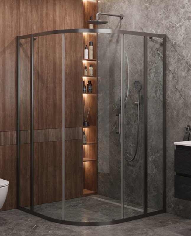 Изображение товара Душевой уголок Cezares Molveno-R-11-90+30-C-GM-IV 120x120 см раздвижной с прозрачным стеклом