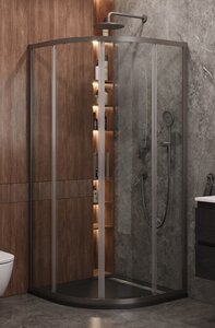 Изображение товара Душевой уголок Cezares Molveno-R-2-90-C-GM-IV, 90 x 90 см, стекло прозрачное, профиль оружейная сталь 