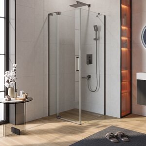 Изображение товара Душевой уголок Cezares SLIDER-AH-1-80-70/80-C-GM, 70/80 х 80 см, стекло прозрачное, профиль оружейная сталь