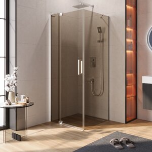 Изображение товара Душевой уголок Cezares SLIDER-AH-1-80-80/90-BR-Cr, 80/90 х 80 см, стекло бронза, профиль хром