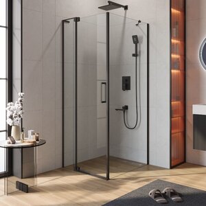 Изображение товара Душевой уголок Cezares SLIDER-AH-1-80-80/90-C-NERO, 80/90 х 80 см, стекло прозрачное, профиль черный матовый