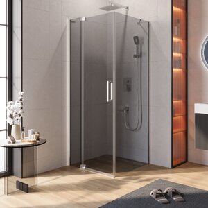 Изображение товара Душевой уголок Cezares SLIDER-AH-1-80-80/90-GRIGIO-Cr, 80/90 х 80 см, стекло серое, профиль хром