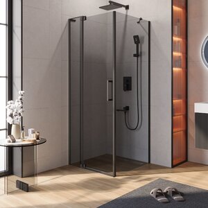 Изображение товара Душевой уголок Cezares SLIDER-AH-1-80-80/90-GRIGIO-NERO, 80/90 х 80 см, стекло серое, профиль черный матовый