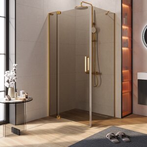 Изображение товара Душевой уголок Cezares SLIDER-AH-1-80-90/100-BR-BORO, 90/100 х 80 см, стекло бронза, профиль брашированное золото