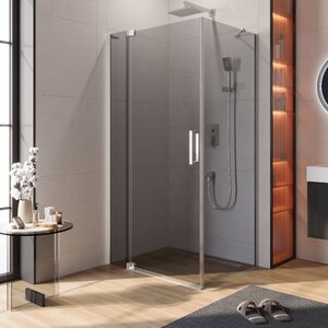 Изображение товара Душевой уголок Cezares SLIDER-AH-1-80-90/100-GRIGIO-Cr, 90/100 х 80 см, стекло серое, профиль хром