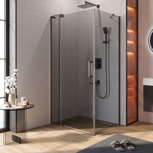 Изображение товара Душевой уголок Cezares SLIDER-AH-1-80-90/100-GRIGIO-GM, 90/100 х 80 см, стекло серое, профиль оружейная сталь