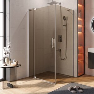 Изображение товара Душевой уголок Cezares SLIDER-AH-1-90-100/110-BR-Cr, 100/110 х 90 см, стекло бронза, профиль хром