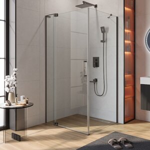 Изображение товара Душевой уголок Cezares SLIDER-AH-1-90-100/110-C-GM, 100/110 х 90 см, стекло прозрачное, профиль оружейная сталь