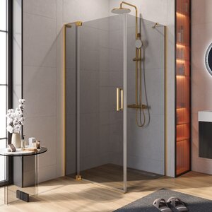 Изображение товара Душевой уголок Cezares SLIDER-AH-1-90-100/110-GRIGIO-BORO, 100/110 х 90 см, стекло серое, профиль брашированное золото