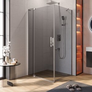 Изображение товара Душевой уголок Cezares SLIDER-AH-1-90-100/110-GRIGIO-Cr, 100/110 х 90 см, стекло серое, профиль хром