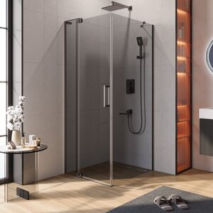 Изображение товара Душевой уголок Cezares SLIDER-AH-1-90-70/80-GRIGIO-GM, 70/80 х 90 см, стекло серое, профиль оружейная сталь