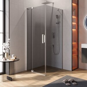 Изображение товара Душевой уголок Cezares SLIDER-AH-1-90-80/90-GRIGIO-Cr, 80/90 х 90 см, стекло серое, профиль хром