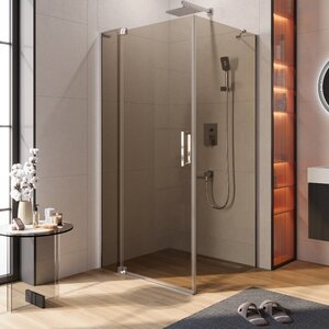 Изображение товара Душевой уголок Cezares SLIDER-AH-1-90-90/100-BR-Cr, 90/100 х 90 см, стекло бронза, профиль хром